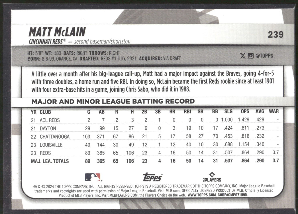2024 Topps Big League #239 Matt McLain