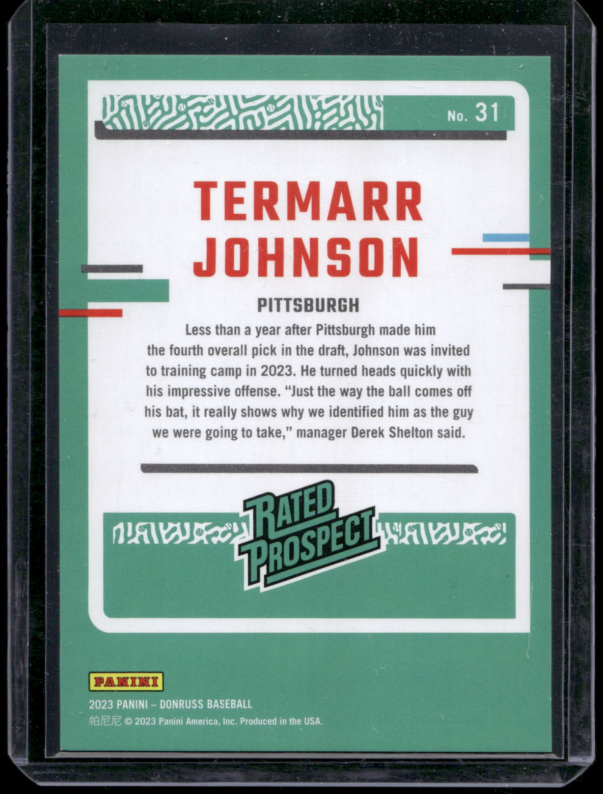 2023 Donruss #31 Termarr Johnson Holo Red #/2023