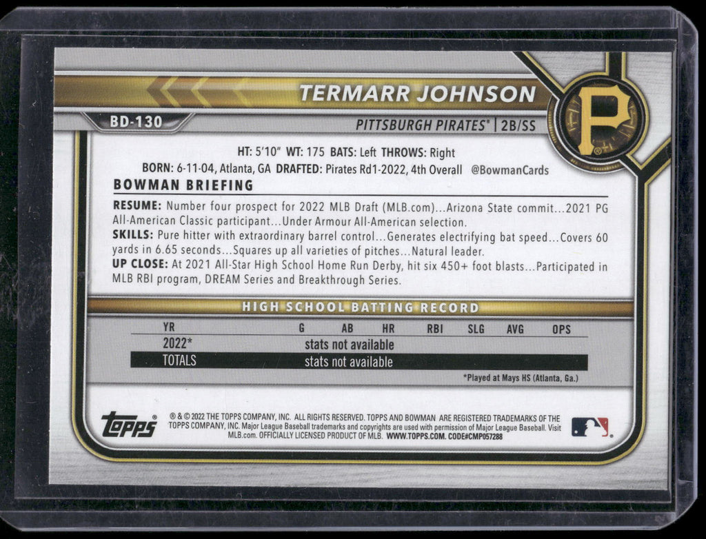 2022 Bowman Draft #BD-130 Termarr Johnson