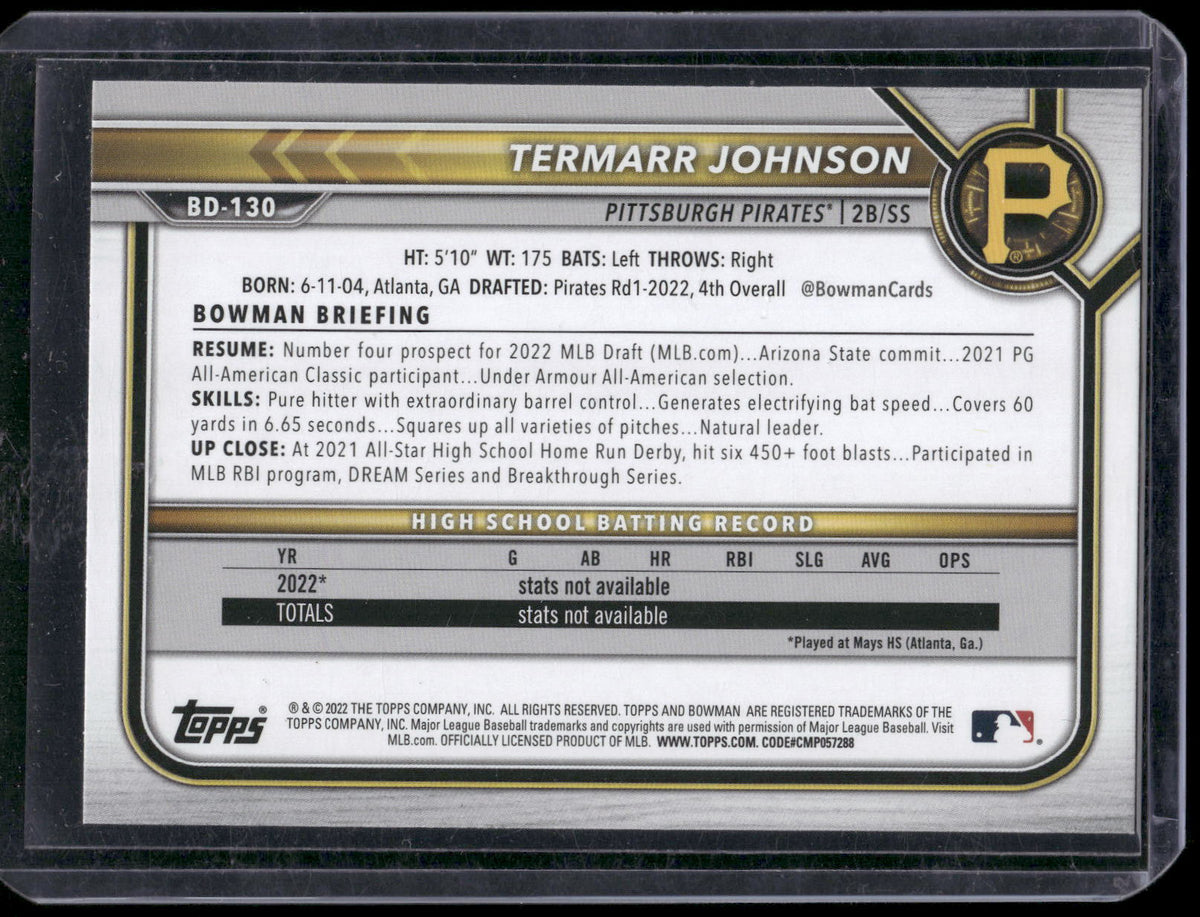 2022 Bowman Draft #BD-130 Termarr Johnson