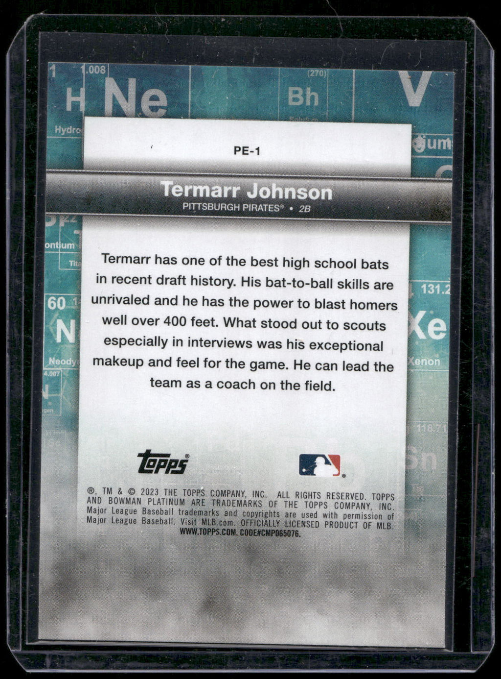 2023 Bowman Platinum #PE-1 Termarr Johnson Precious Elements