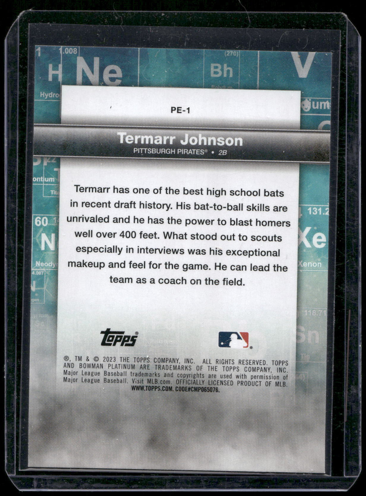 2023 Bowman Platinum #PE-1 Termarr Johnson Precious Elements