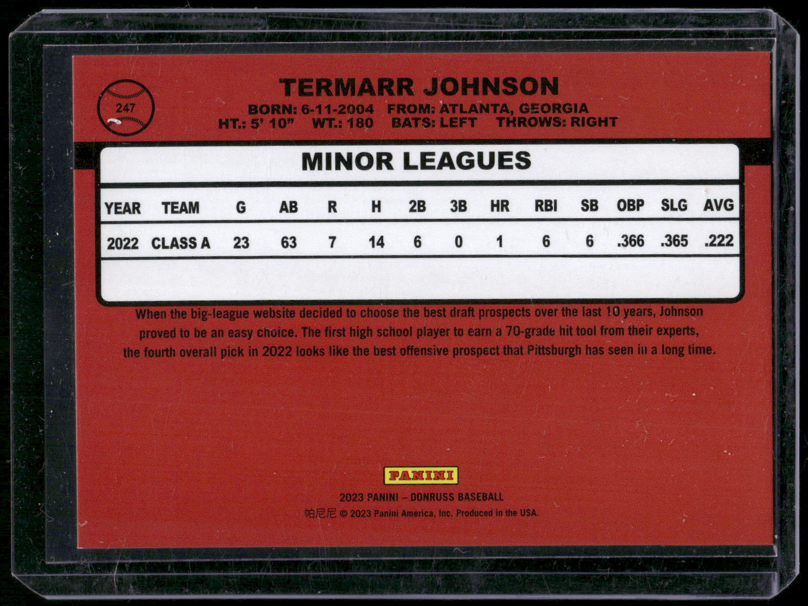 2023 Donruss #247b Termarr Johnson Holo Red #/2023