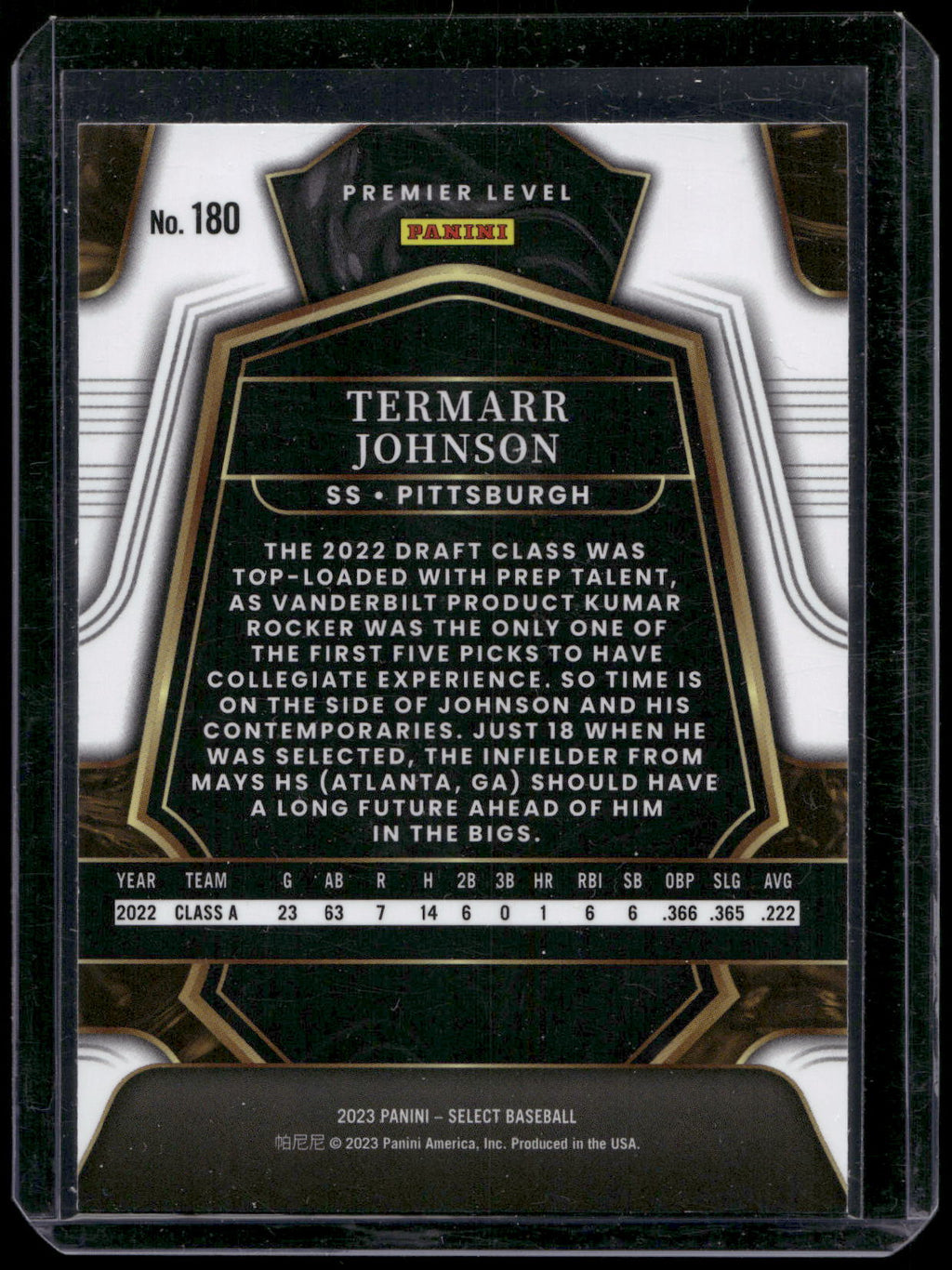 2023 Panini Select #180 Termarr Johnson