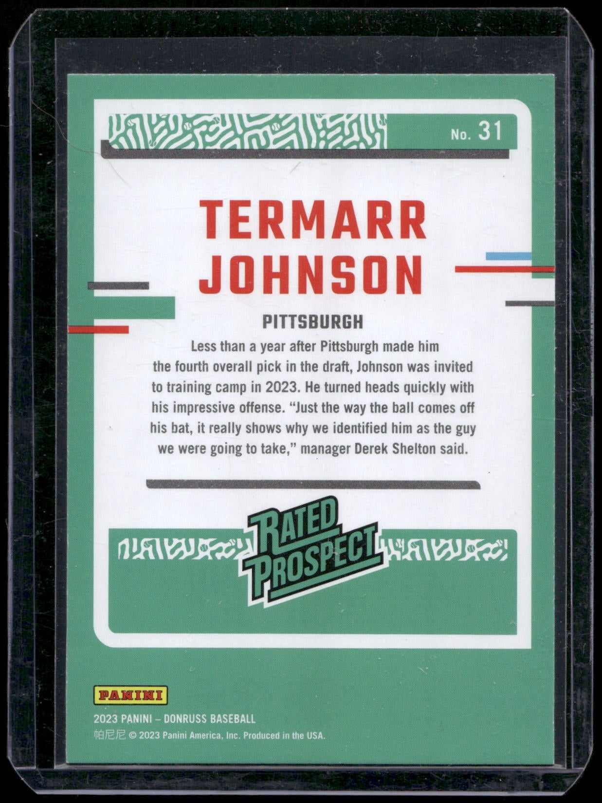 2023 Donruss #31 Termarr Johnson Holo Blue