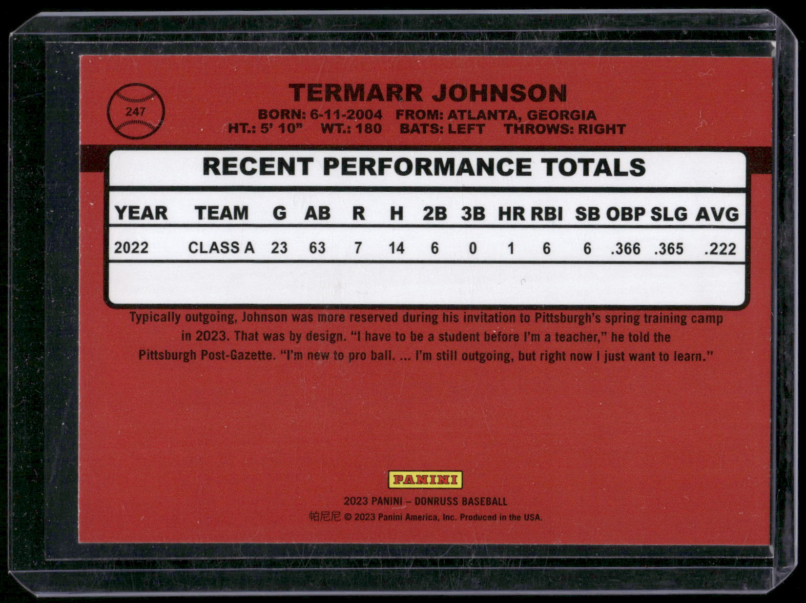2023 Donruss #247b Termarr Johnson