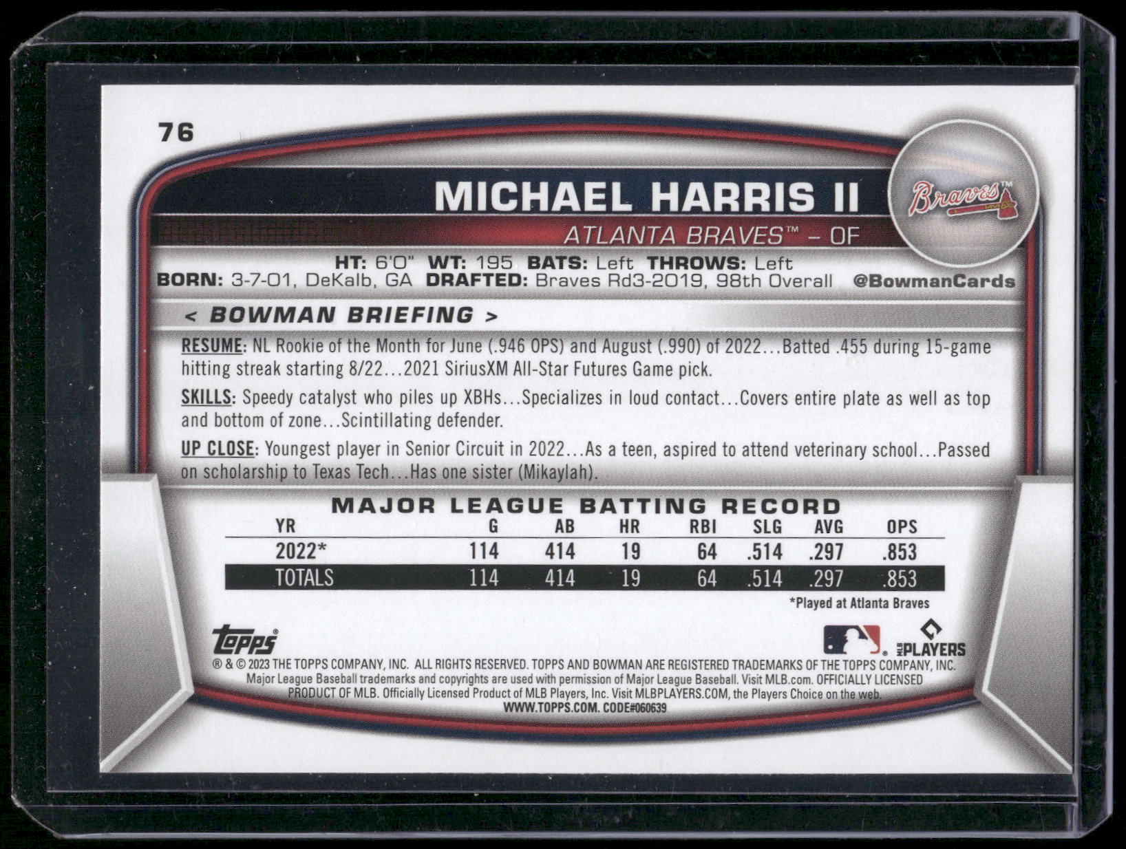2023 Bowman #76 Michael Harris II