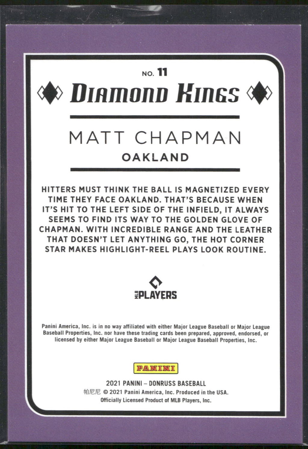 2021 Donruss #11 Matt Chapman Season Stat Line #/400
