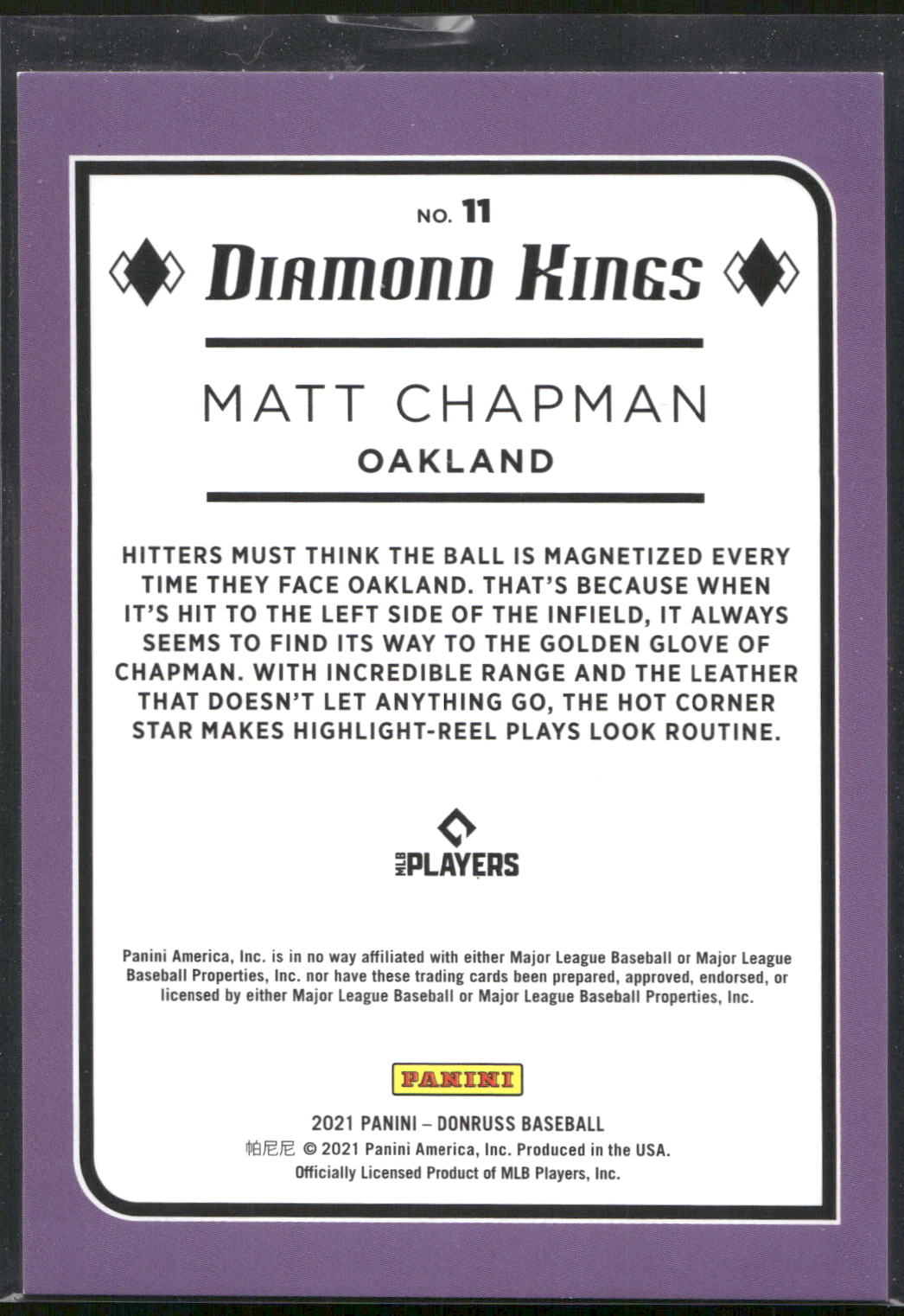 2021 Donruss #11 Matt Chapman Season Stat Line #/400