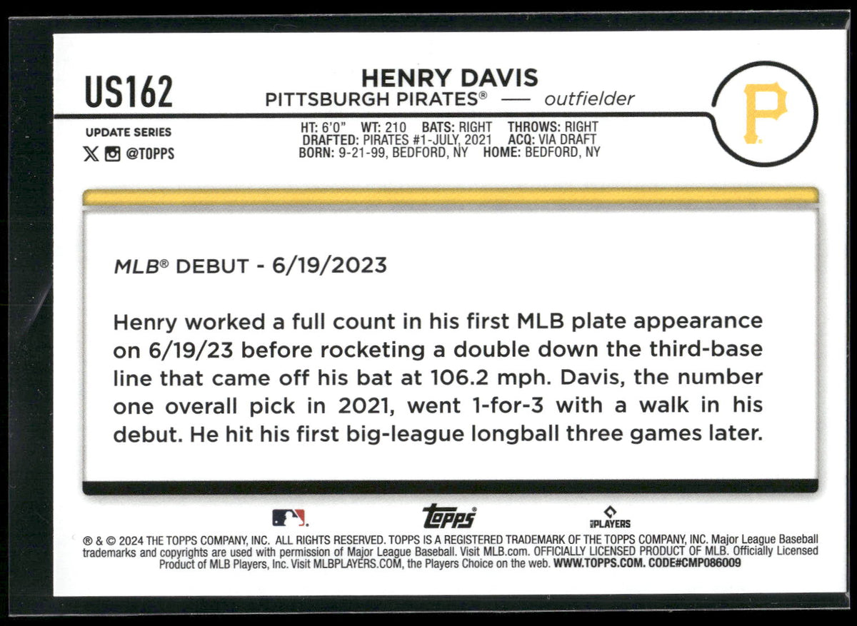 2024 Topps Update #US162 Henry Davis