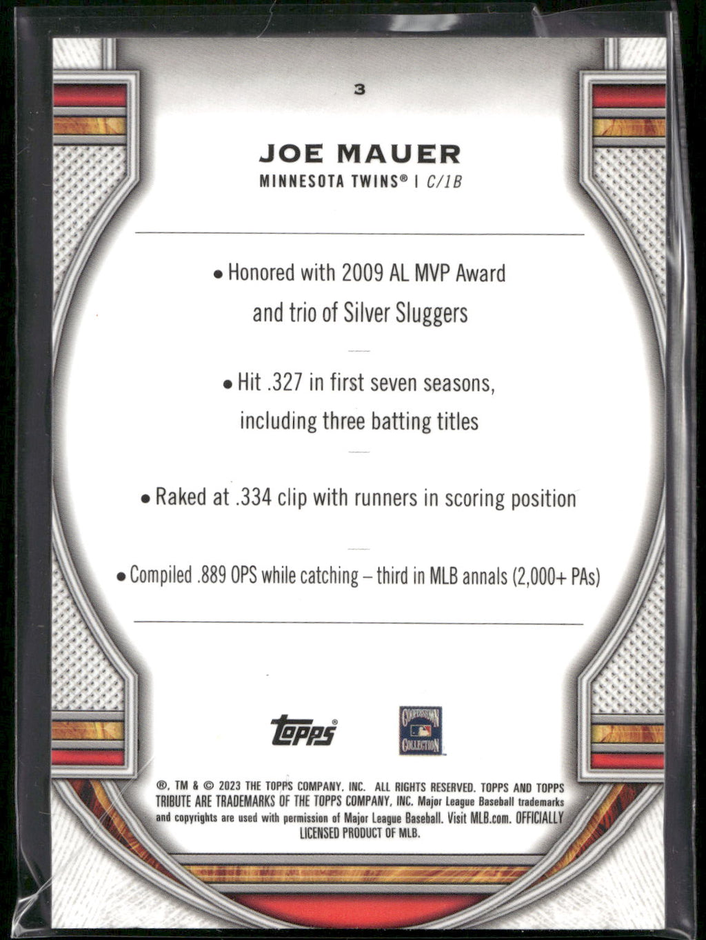 2023 Topps Tribute #3 Joe Mauer