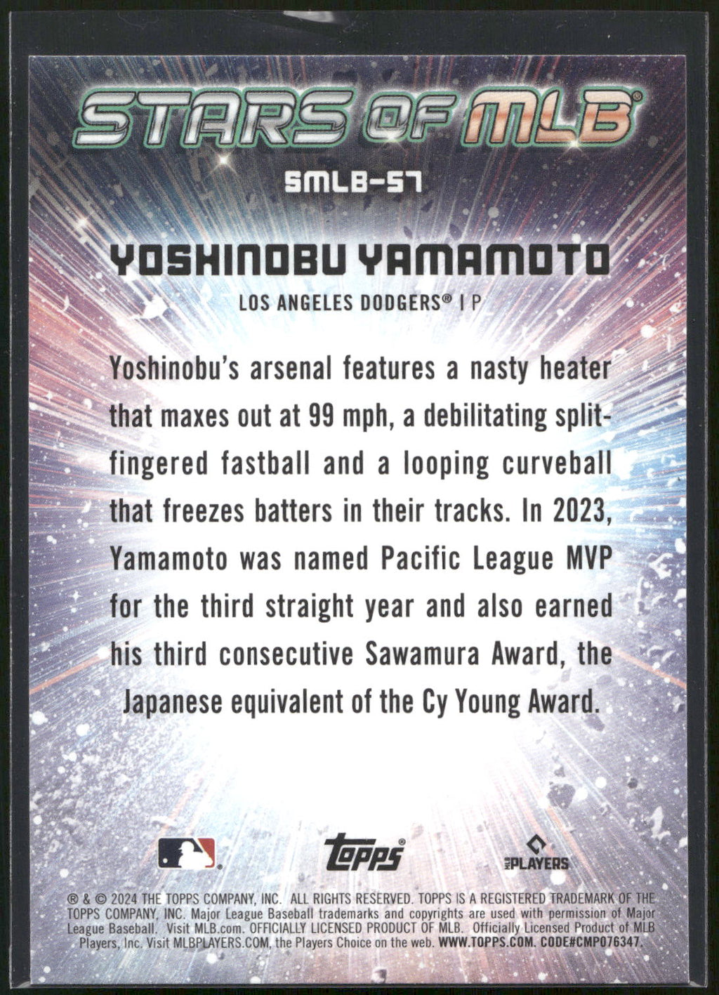 2024 Topps #SMLB-57 Yoshinobu Yamamoto Stars of MLB