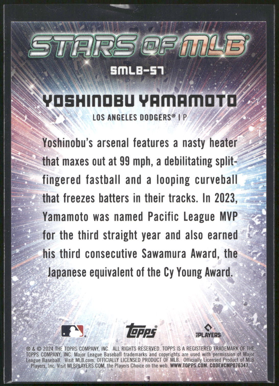 2024 Topps #SMLB-57 Yoshinobu Yamamoto Stars of MLB