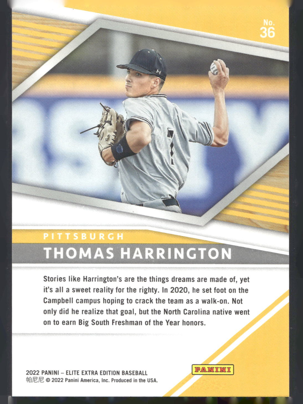 2022 Panini Elite Extra Edition #36 Thomas Harrington Status Green #/499
