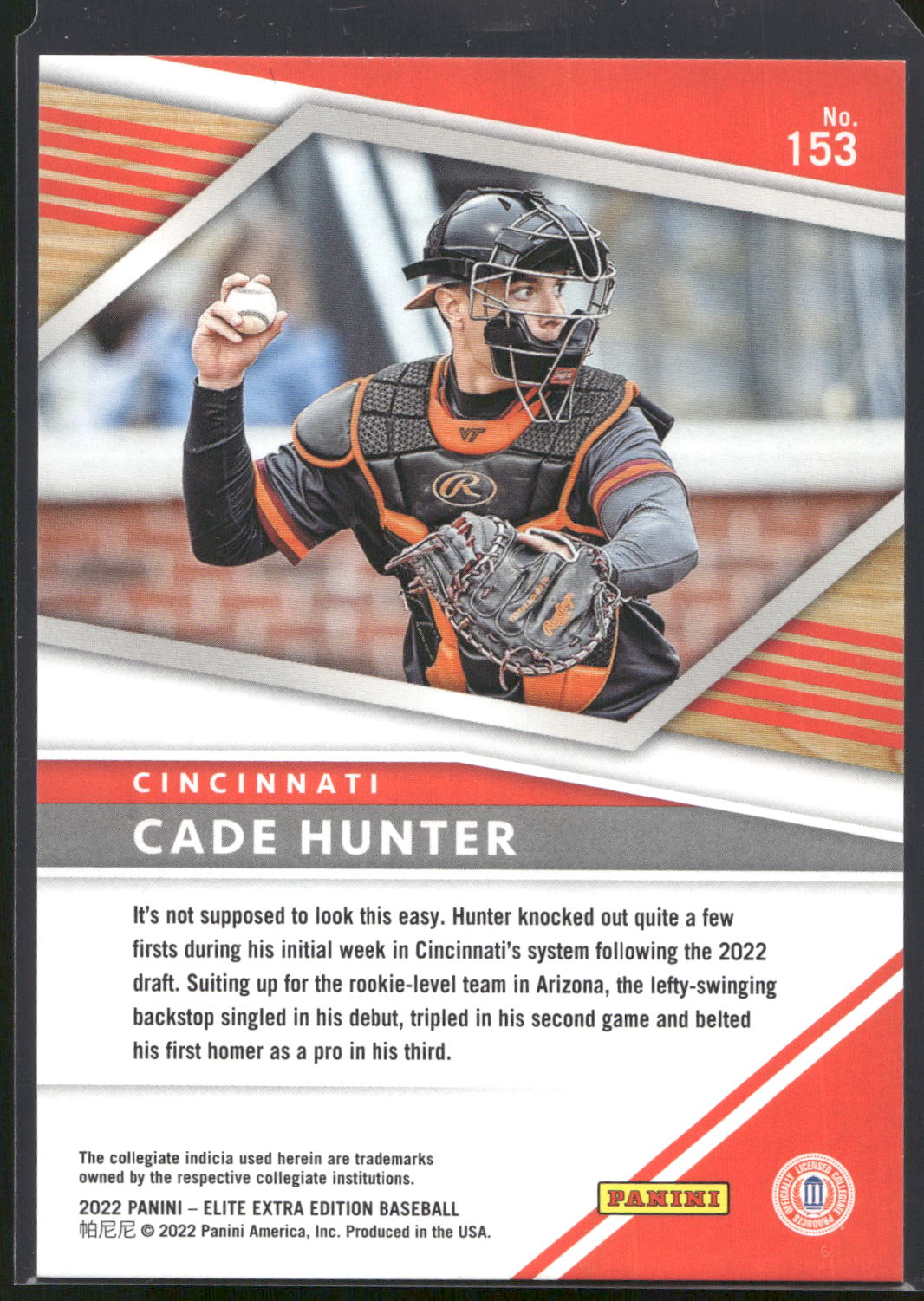 2022 Panini Elite Extra Edition #153 Cade Hunter Aspirations Blue #/349