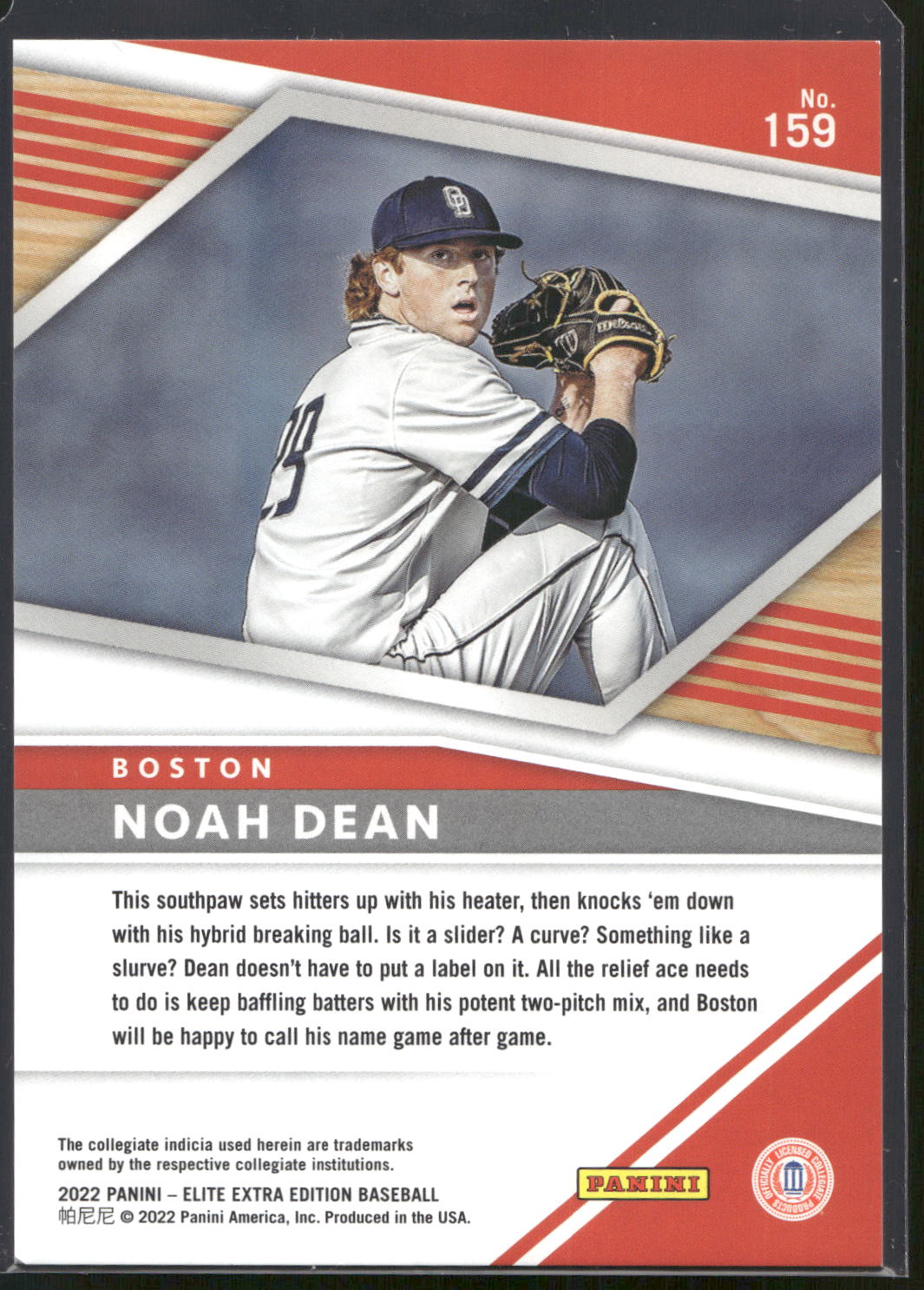 2022 Panini Elite Extra Edition #159 Noah Dean Status Green #/499