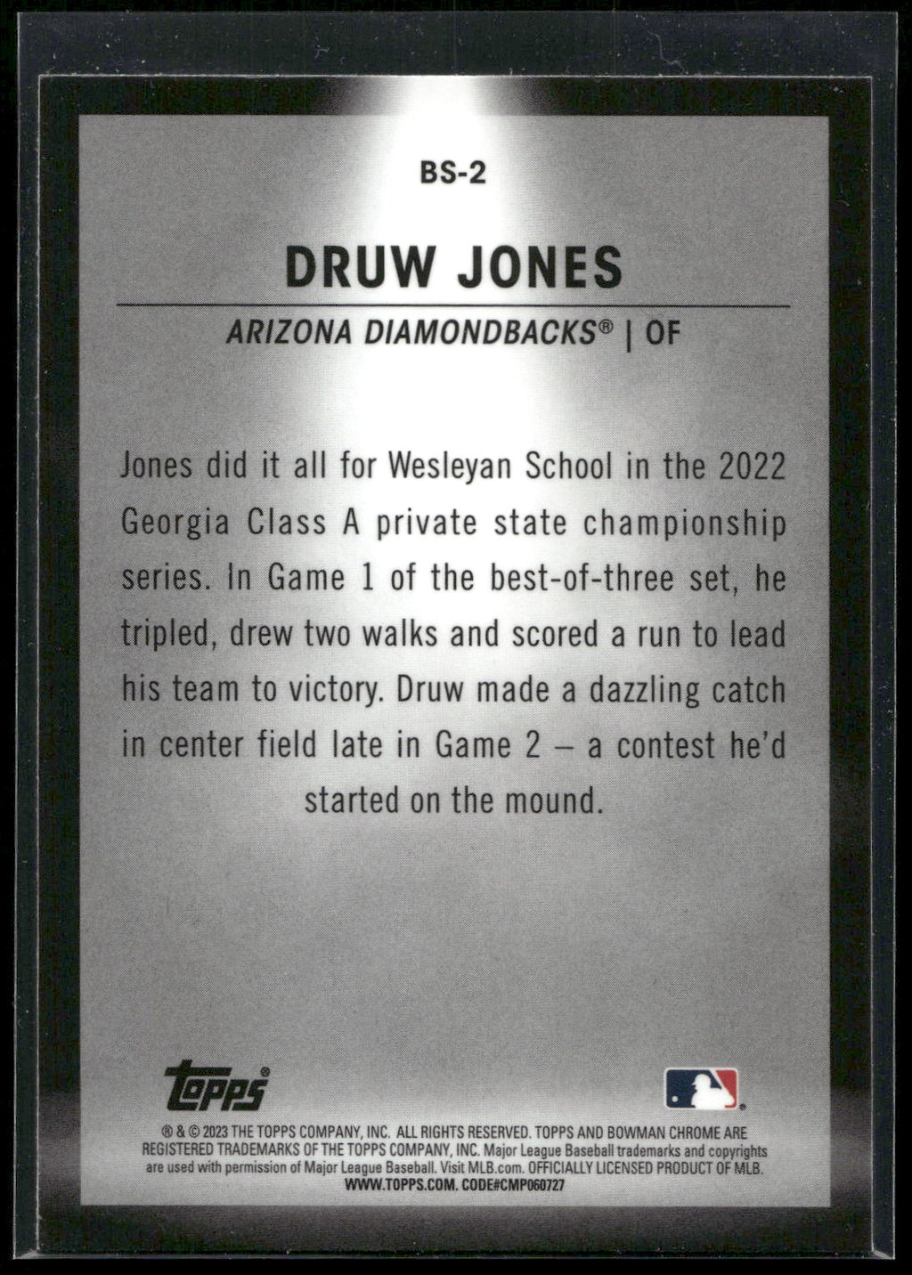2023 Bowman #BS-2 Druw Jones Bowman Spotlights