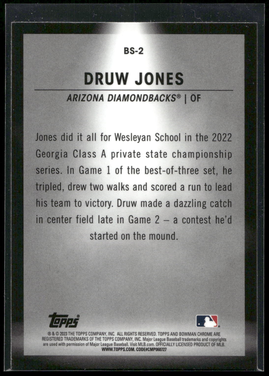 2023 Bowman #BS-2 Druw Jones Bowman Spotlights