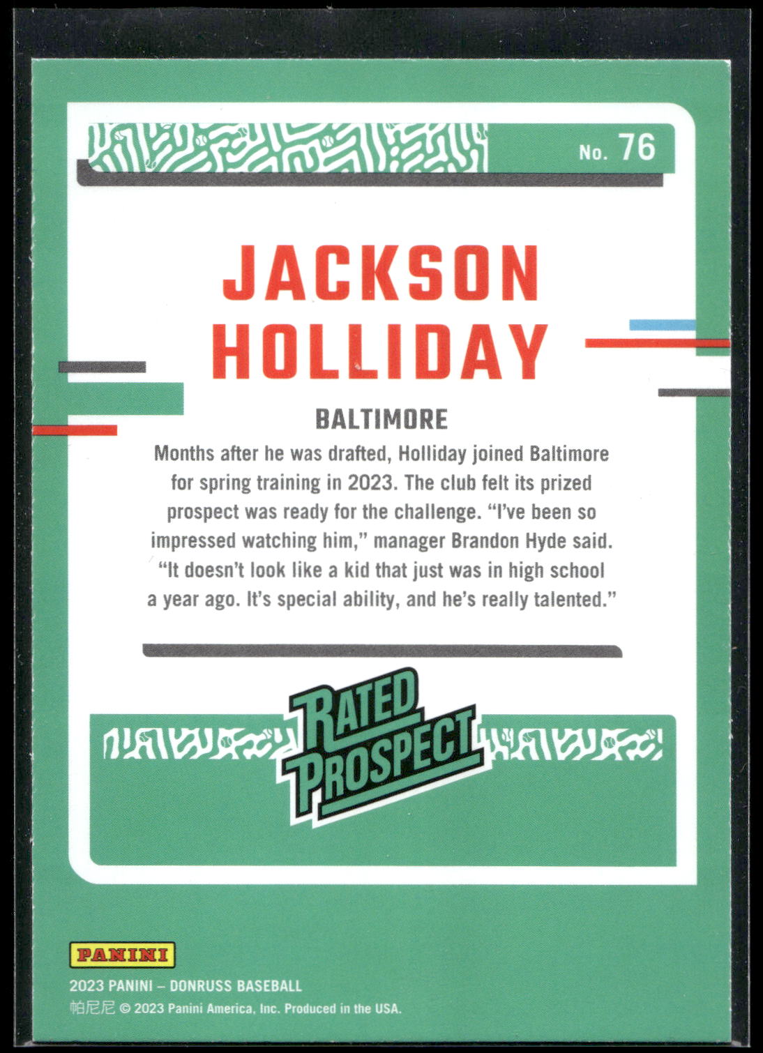 2023 Donruss #76 Jackson Holliday Liberty