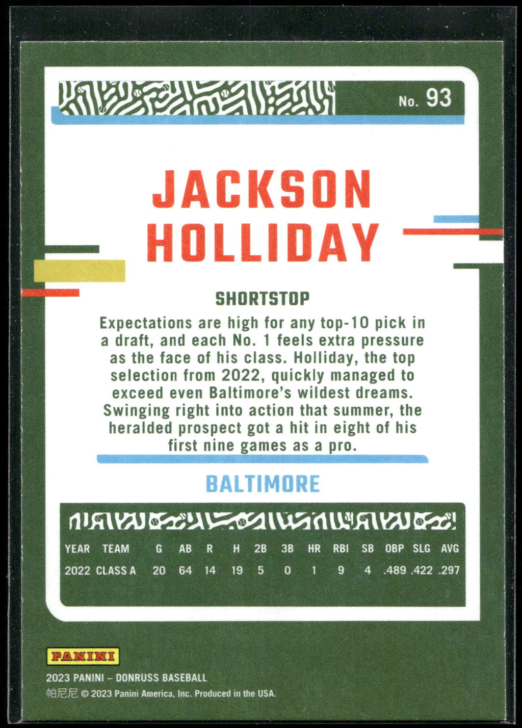 2023 Donruss #93 Jackson Holliday