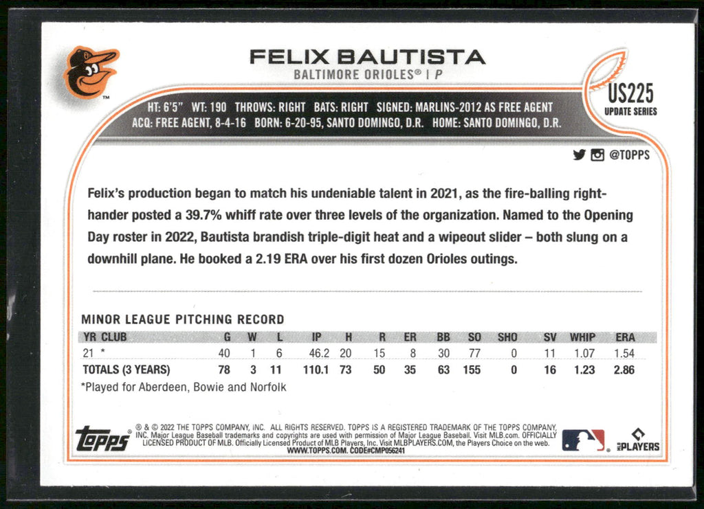 2022 Topps Update #US225 Felix Bautista