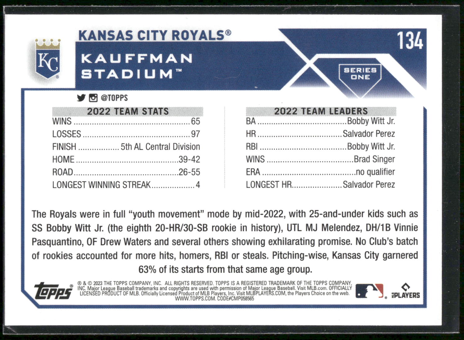 2023 Topps #134 Kansas City Royals