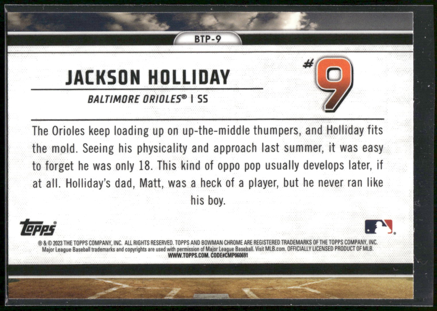 2023 Bowman #BTP-9 Jackson Holliday Bowman Scouts Top 100