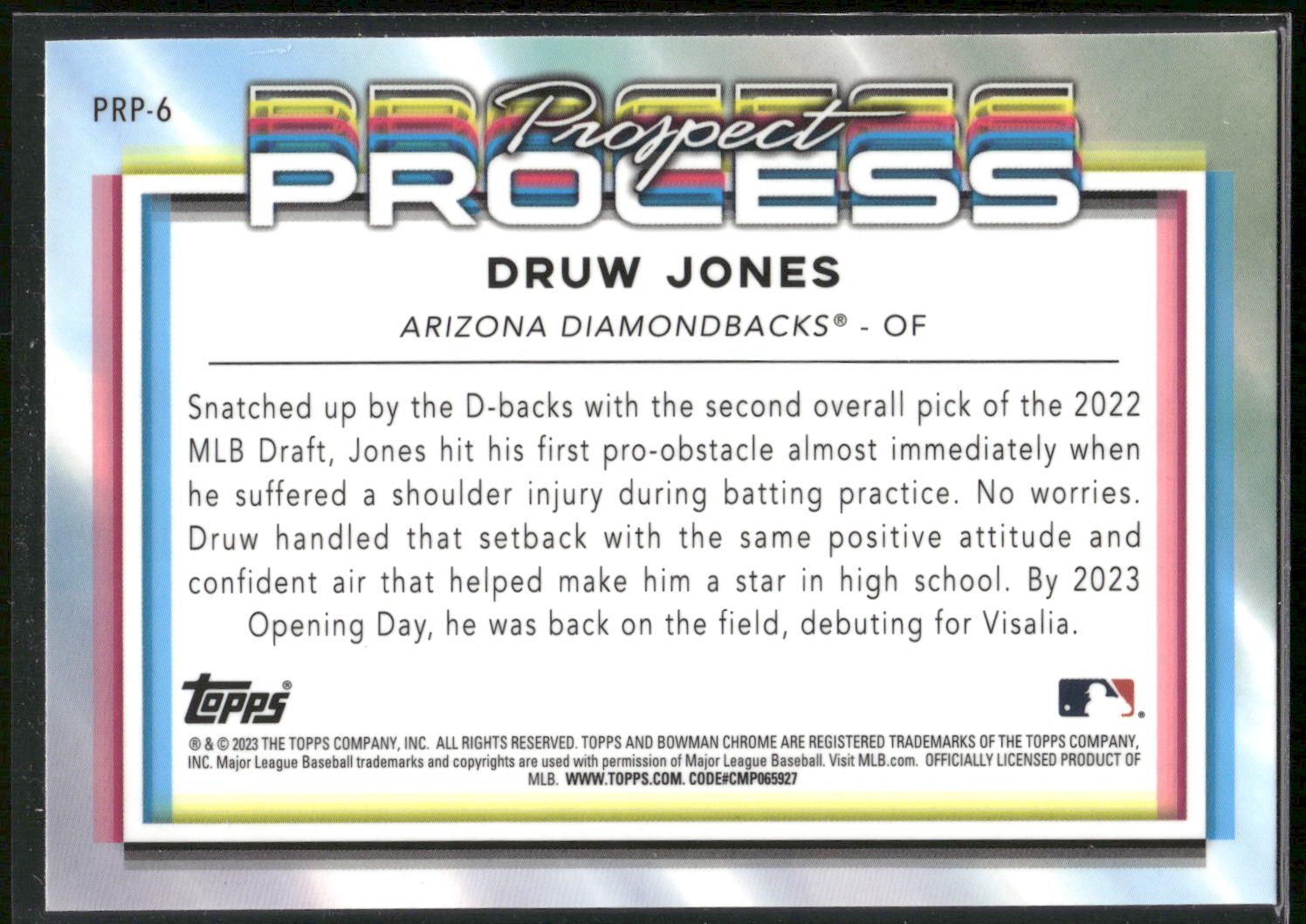 2023 Bowman Chrome #PRP-6 Druw Jones Prospect Process