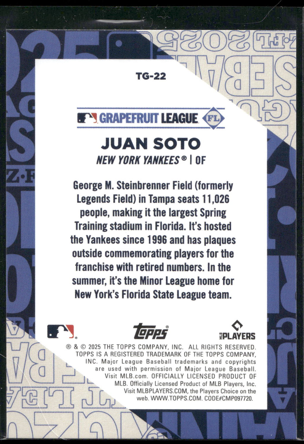2025 Topps #TG-22 Juan Soto Training Grounds