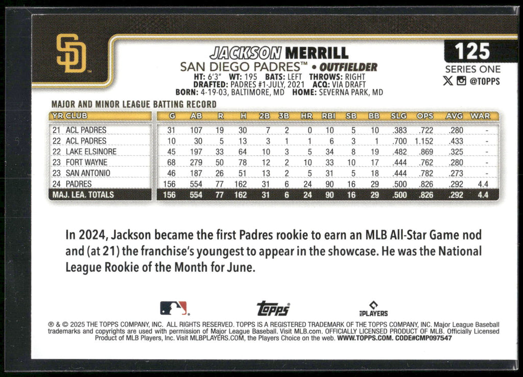 2025 Topps #125 Jackson Merrill