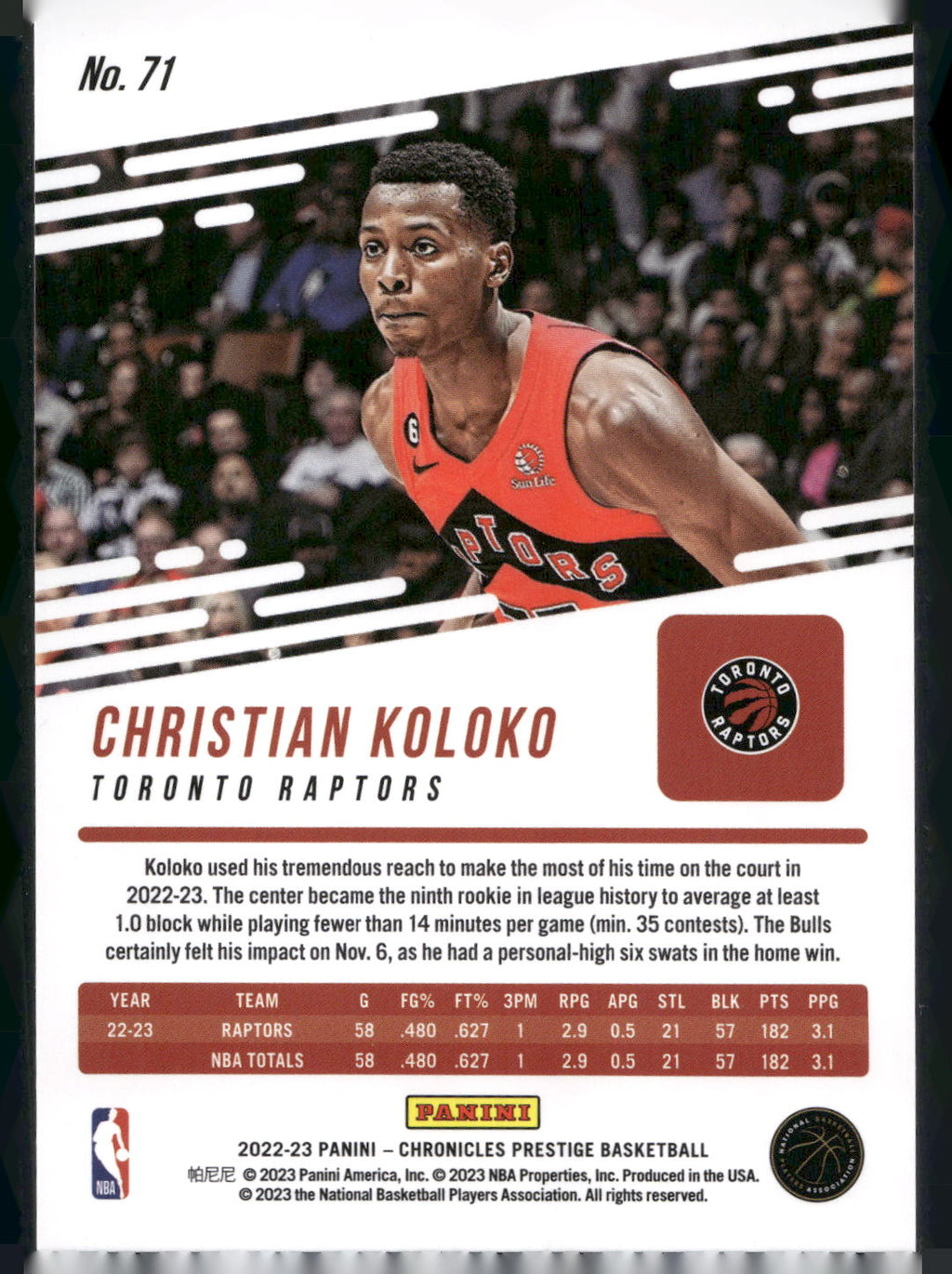 2022-23 Panini Chronicles #71 Christian Koloko Pink