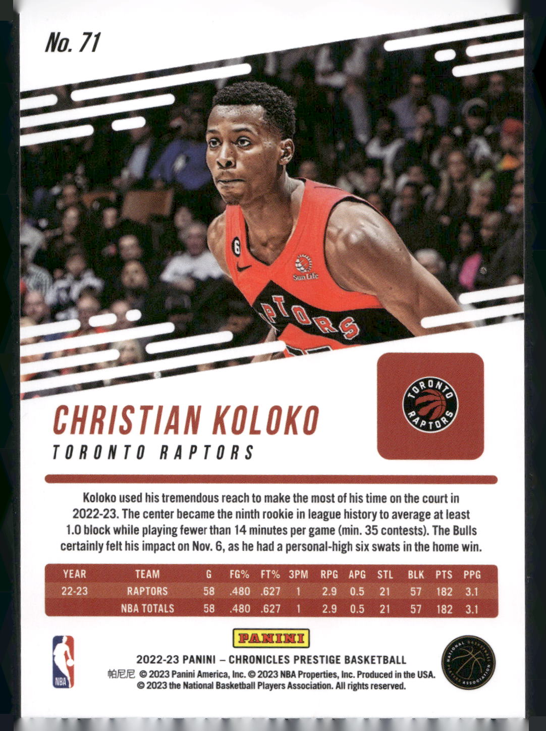 2022-23 Panini Chronicles #71 Christian Koloko Pink