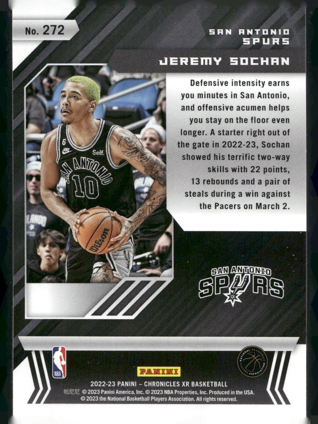 2022-23 Panini Chronicles #272 Jeremy Sochan