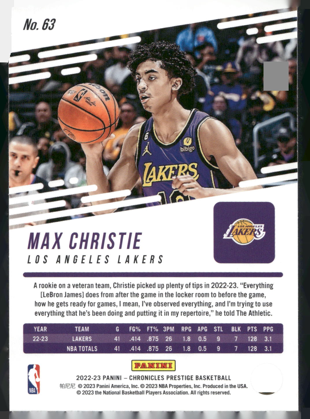 2022-23 Panini Chronicles #63 Max Christie