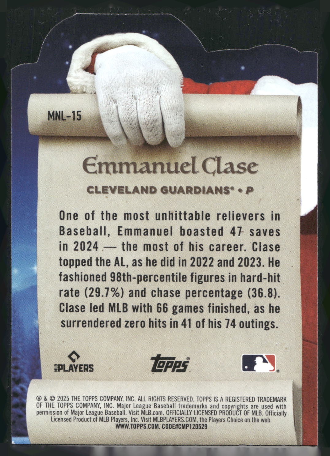 2025 Topps Holiday #MNL-15 Emmanuel Clase Making the Nice List