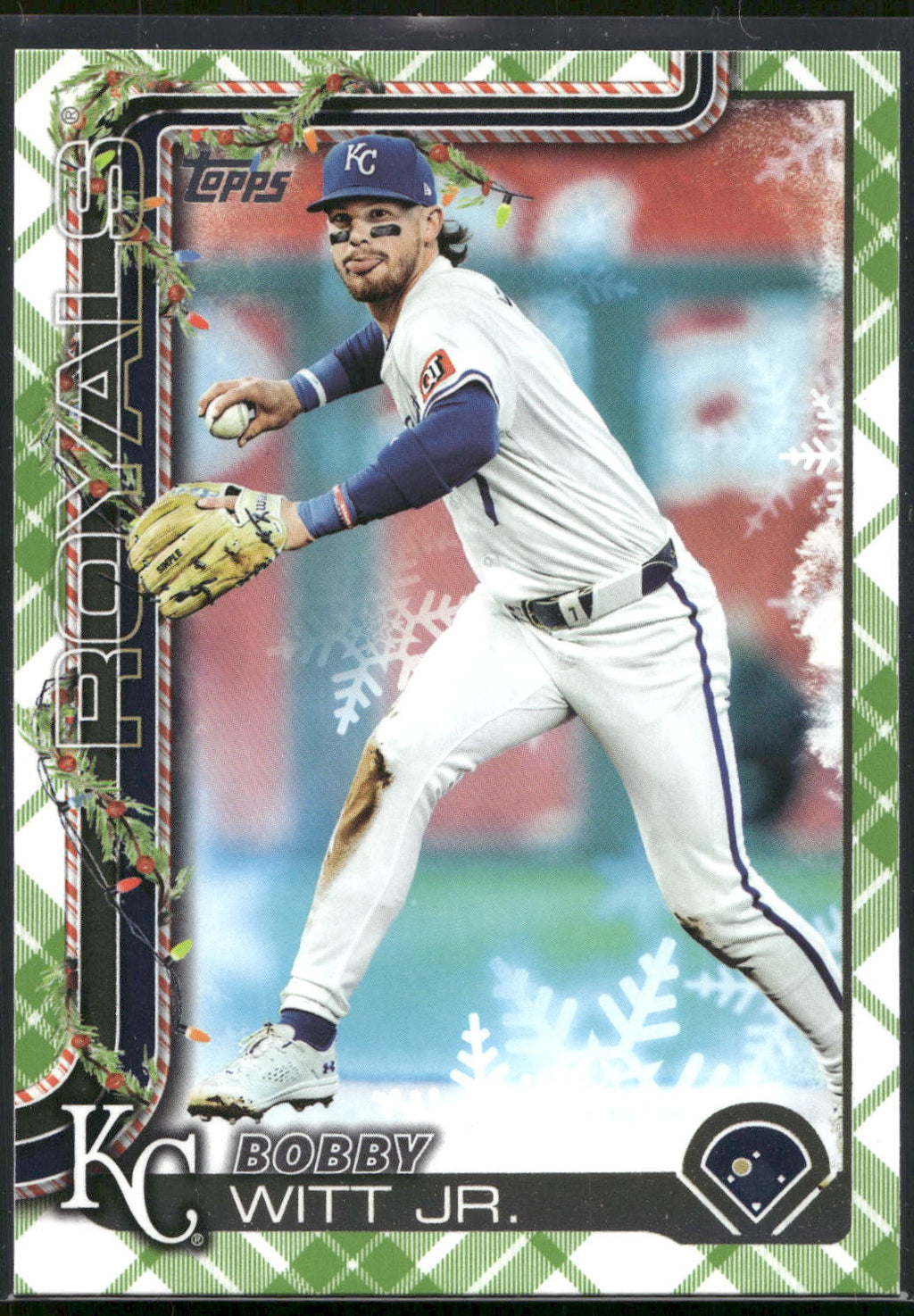 2025 Topps Holiday #H100 Bobby Witt Jr. Green Holiday Plaid