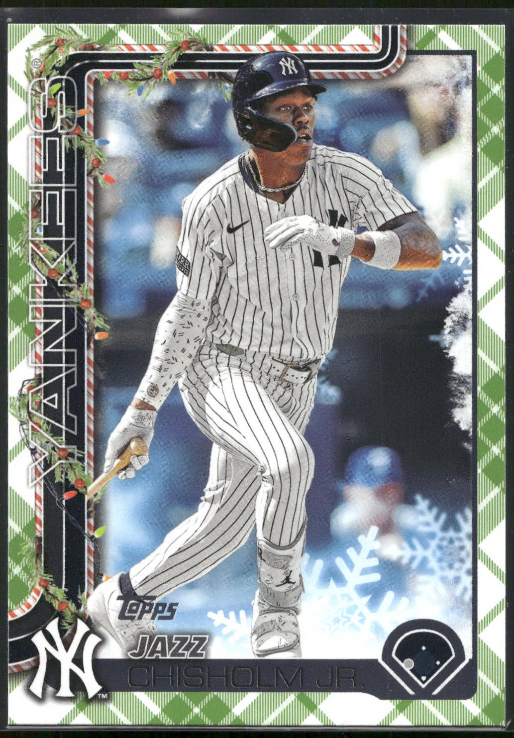 2025 Topps Holiday #H176 Jazz Chisholm Jr. Green Holiday Plaid