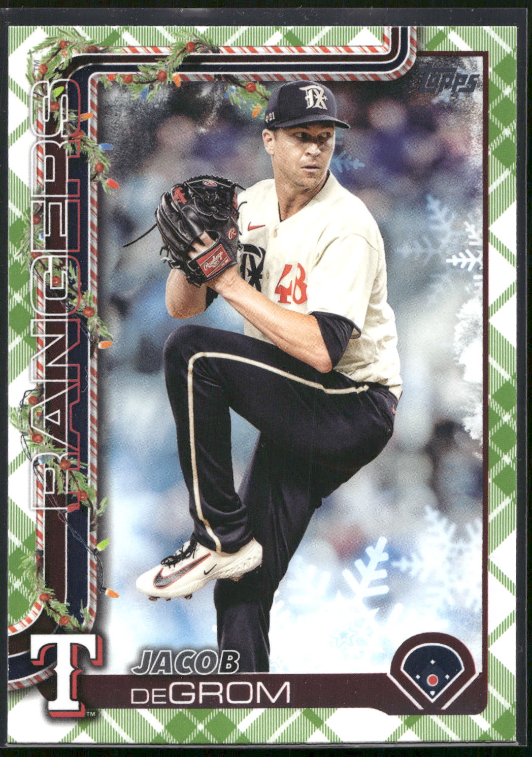2025 Topps Holiday #H196 Jacob deGrom Green Holiday Plaid