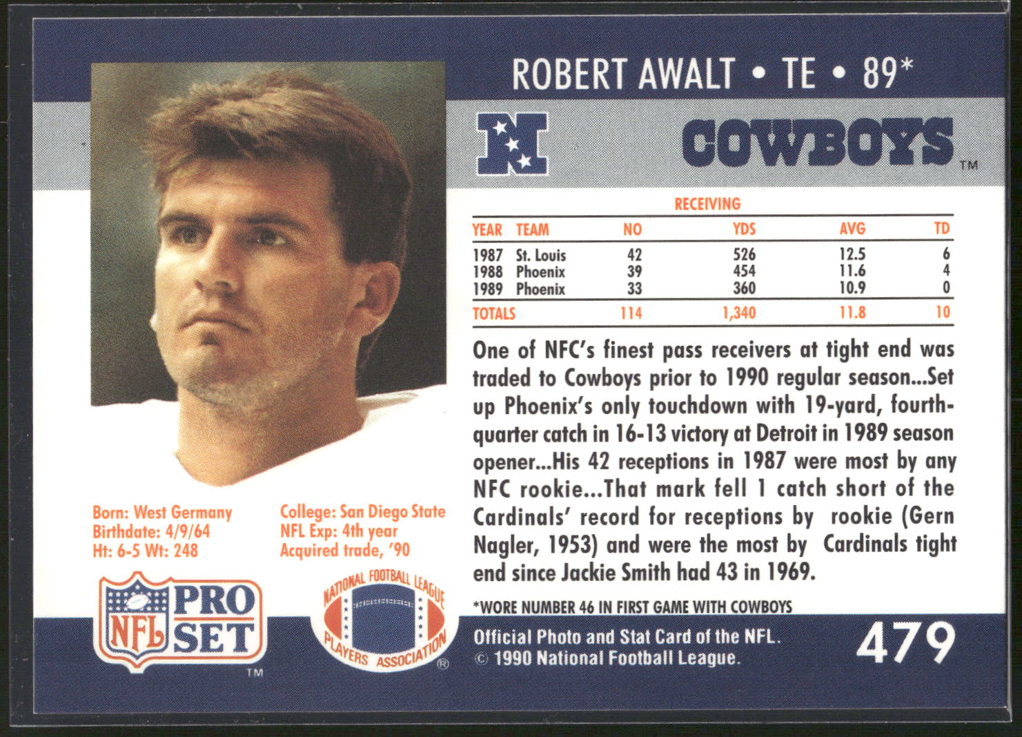1990 Pro Set #479 Robert Awalt