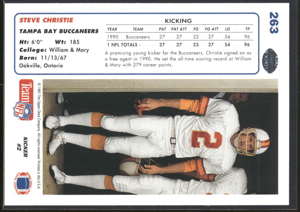 1991 Upper Deck #263 Steve Christie