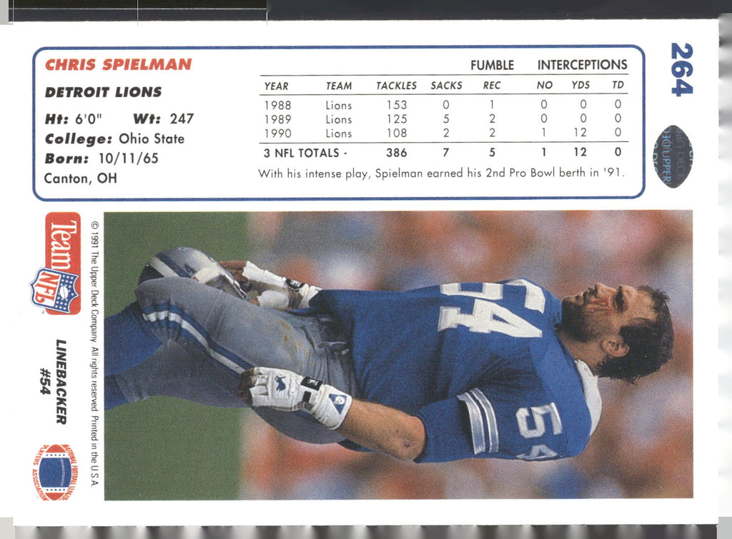 1991 Upper Deck #264 Chris Spielman