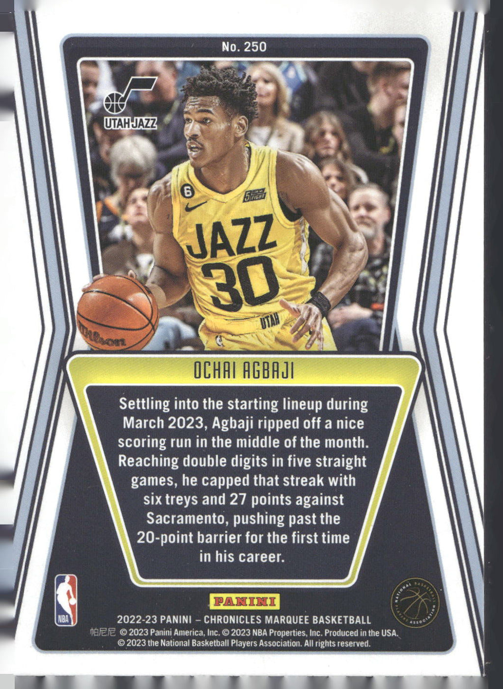 2022-23 Panini Chronicles #250 Ochai Agbaji Pink