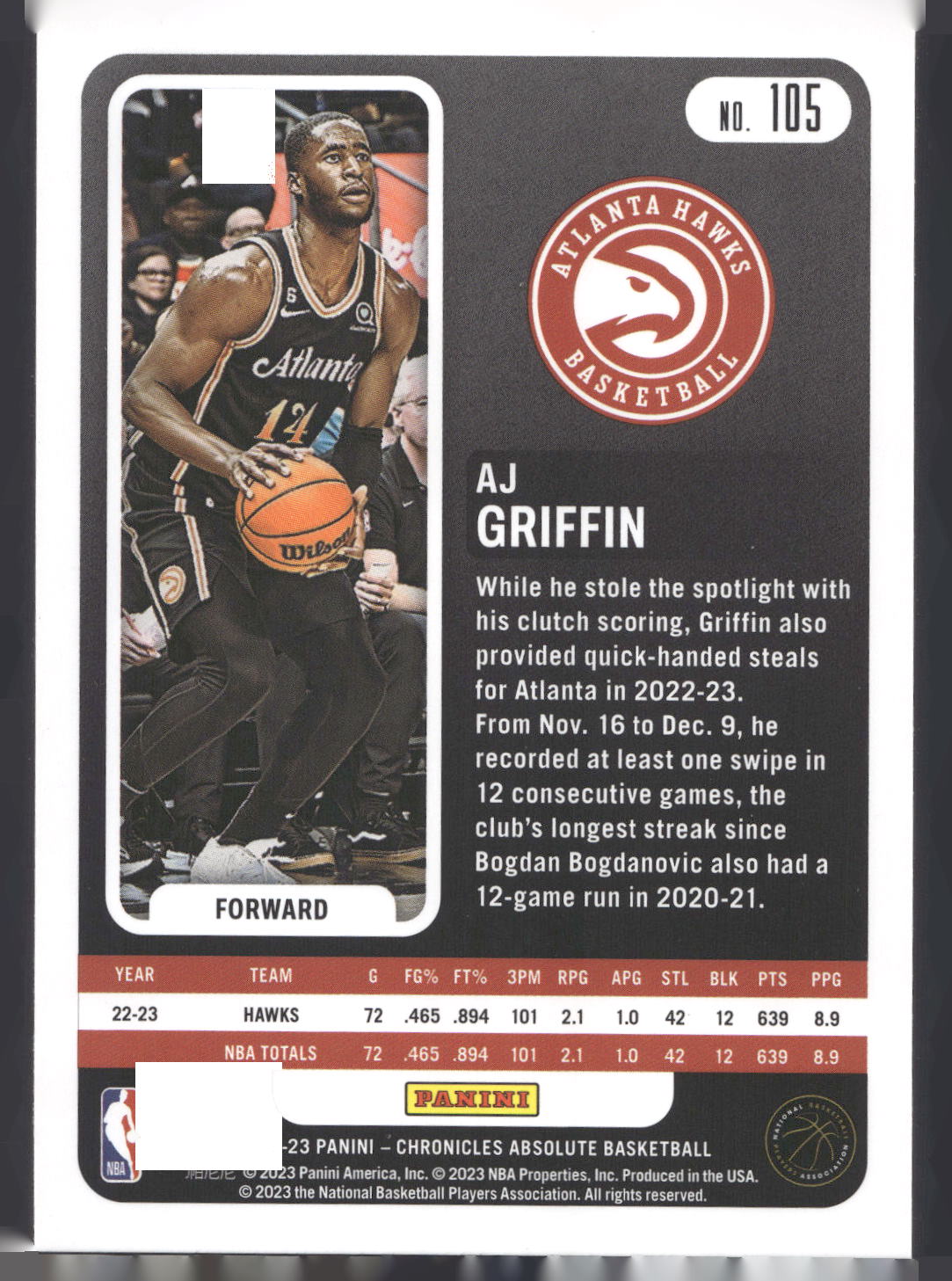 2022-23 Panini Chronicles #105 AJ Griffin Pink