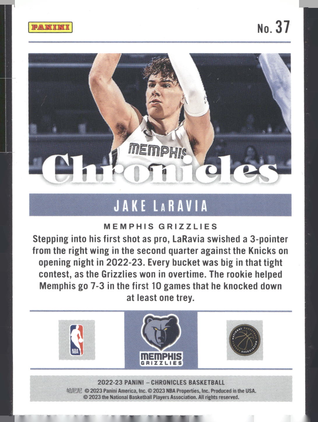 2022-23 Panini Chronicles #37 Jake LaRavia