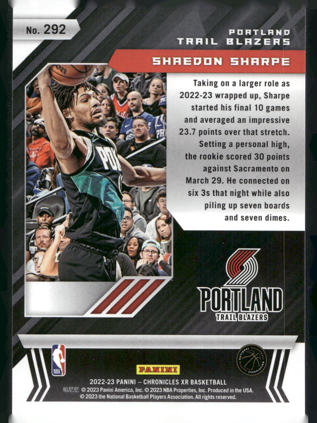 2022-23 Panini Chronicles #292 Shaedon Sharpe