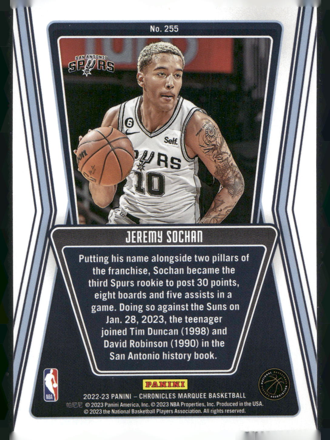 2022-23 Panini Chronicles #255 Jeremy Sochan