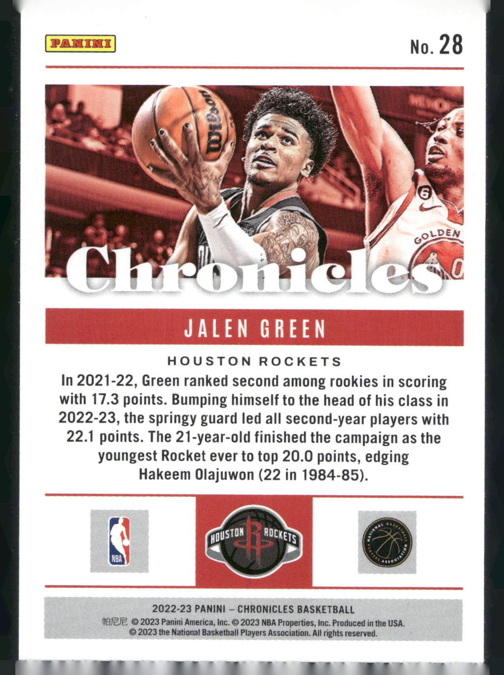 2022-23 Panini Chronicles #28 Jalen Green