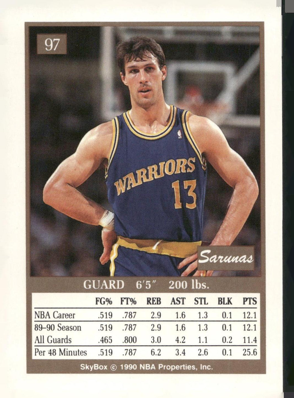 1990-91 SkyBox #97 Sarunas Marciulionis
