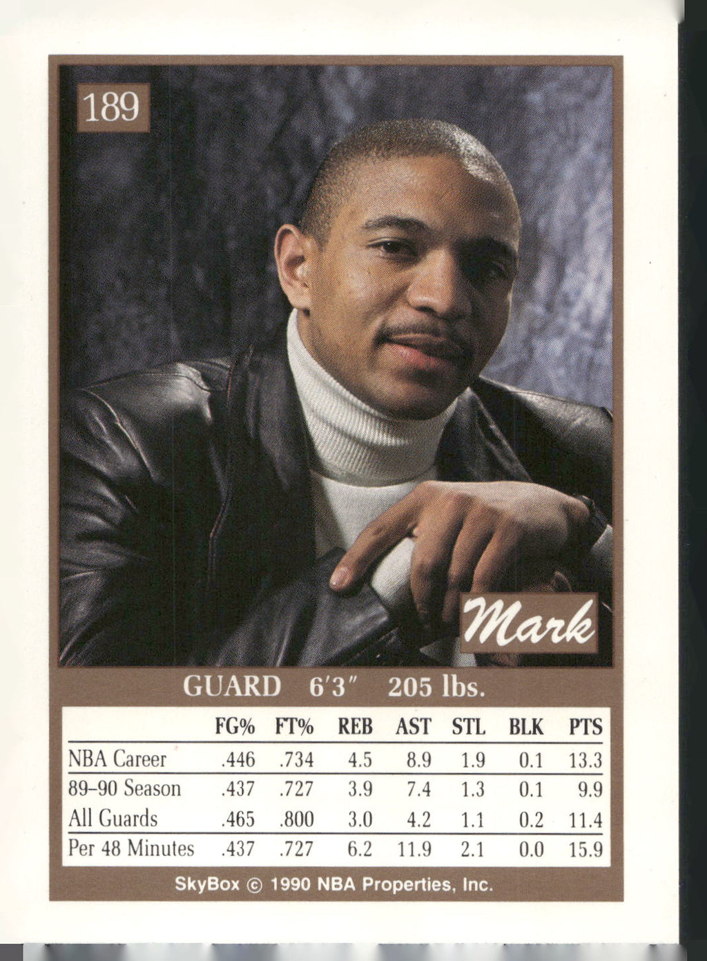 1990-91 SkyBox #189 Mark Jackson