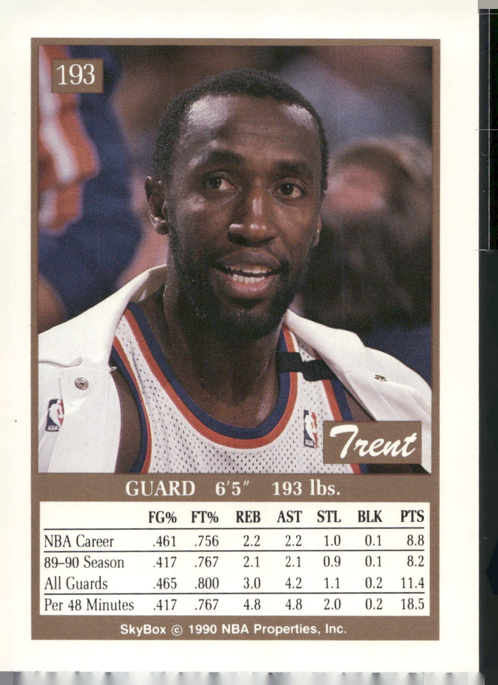 1990-91 SkyBox #193 Trent Tucker